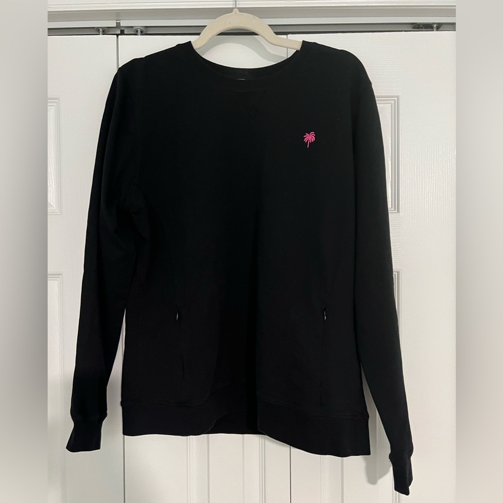 Black Sweater with Pink Logo